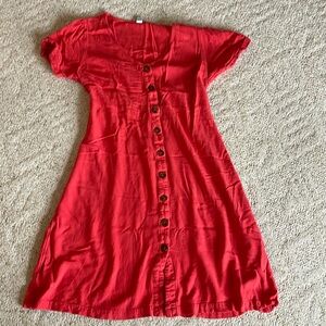 Coral dress midi length button up old navy sz LP